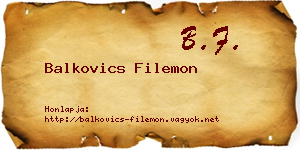Balkovics Filemon névjegykártya